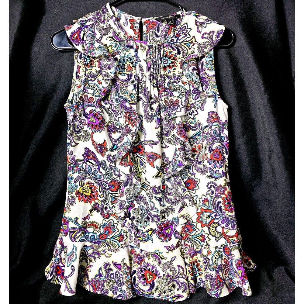 Banana Republic Womens Paisley & Floral Ruffle Tank Top Sz XS Small Unused EUC!
